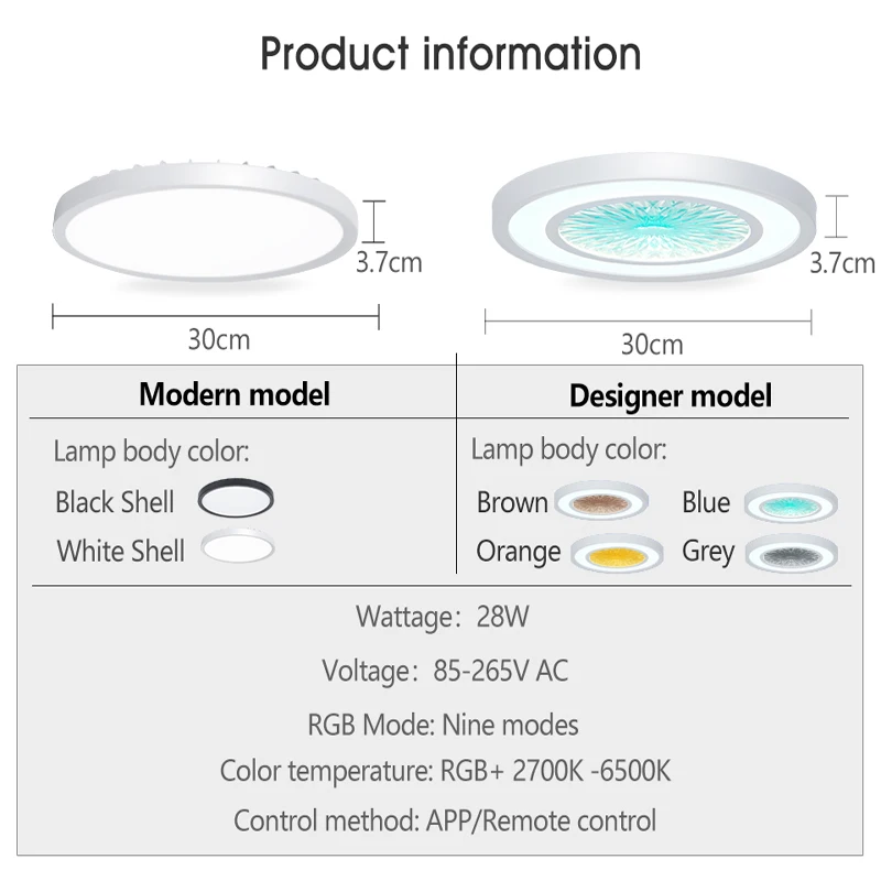 MINGBEN Smart RGB Ceiling Lamps with APP and Remote Control Ultra thin LED Lights for Bedroom Living room images - 6