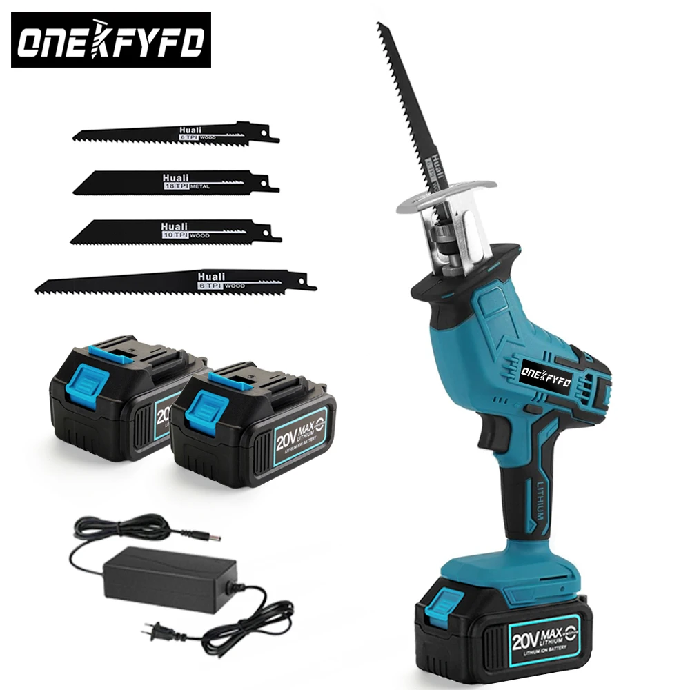 2023 cordless electric saw 21v reciprocating saw tools wood Electric Cordless Reciprocating Saw Adjustable Speed Chainsaw Wood Metal PVC Pipe Cutting Bandsaw Tools for Makita 18V Battery