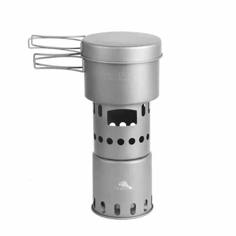 TOAKS Titanium CKW-1300 & STV-11 Combo Set Camping Equipment Cookware and Wood Stove POT 1300ml Outdoor Hiking Ultralight 5