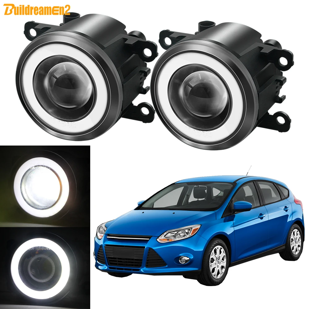 2 pièces 30W 3000LM Antibrouillard Oeil D'ange DRL Pour Ford Focus MK2 MK3 2008-2015 Voiture LED COB Brouillard Feu de Circulation Diurne Accessoires