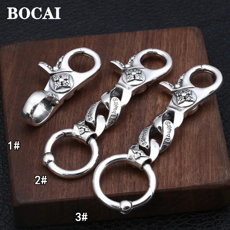 BOCAI S925 Sterling Silver Pendants 2022 New Fashion Vajra Pestle Siz Syllable Mantra Chains Pure Argentum Safety Amulet for Men