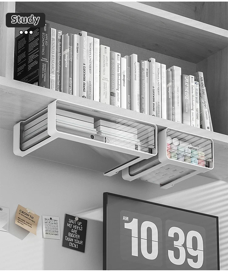 Description Picture 2 of itemSelf Stick Drawer Storage Box Under Table Hidden Self-Adhesive Drawer Type Storage Cabinet Office Desk Organizing Storage Rack