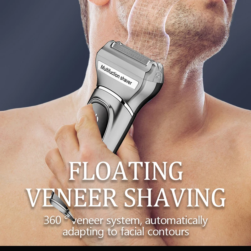 Kemei reciprocating KM-2003 three in one shaver electric shaver stainless steel double mesh blade head USB charging shaver