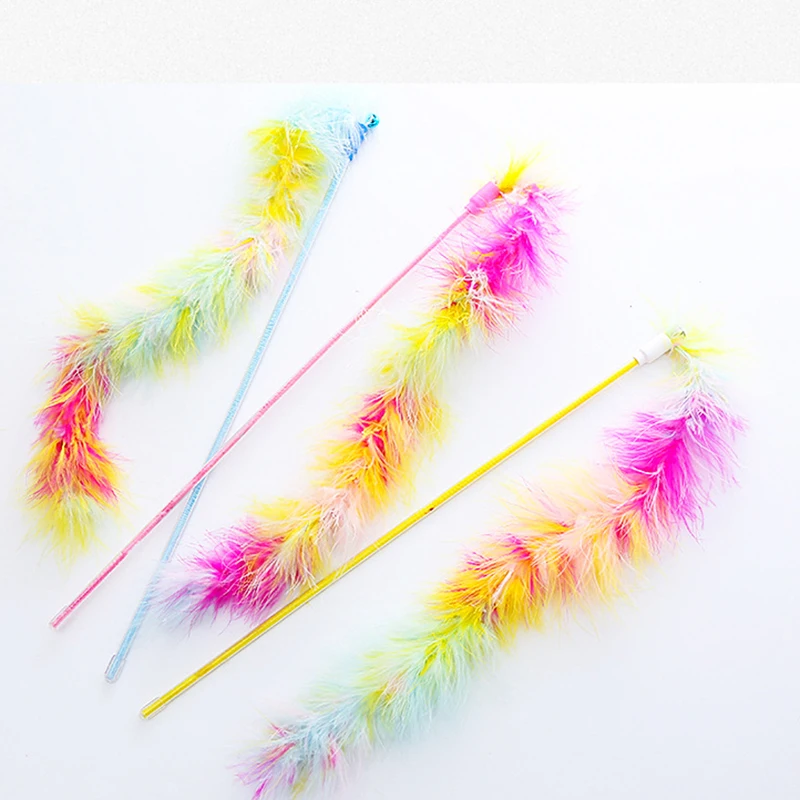 1/3pcs-Seven Colorful Feather Cat Toy Stick Fairy-like