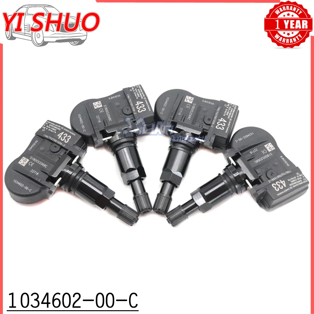 

Автомобильный датчик давления в шинах TPMS, 4 шт., система мониторинга 1034602-00-C для Tesla Model 3 S X 433 МГц