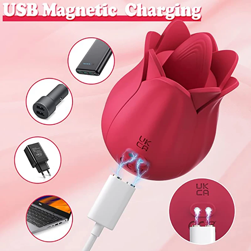 Rose – vibromasseur avec léchage de langue pour femme, Stimulation du ...