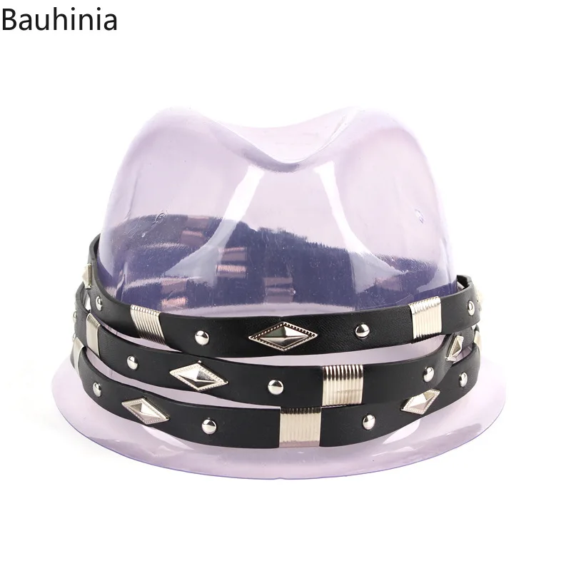 Bauhinia Wholesale women fedora hats band belts Handmade customization pu leather belt band for cowboy hat women men decorate 1