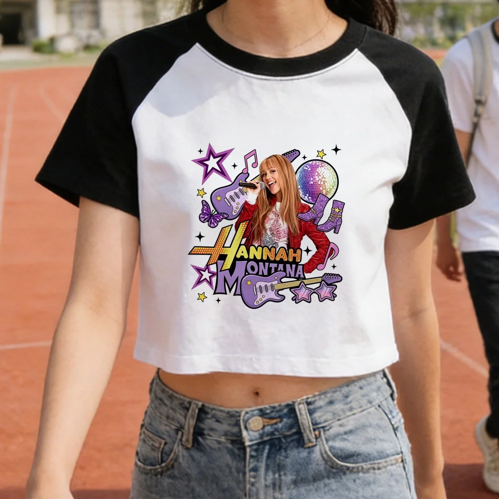 Hannah Montana Crop-Top Teenager lustig 2000er Manga günstige Tops T-Shirts Gothic 2000er Party Grunge Y2K