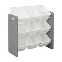 3-Tier Organizer with 9 Bins, Toy Storage, Grey/White 1