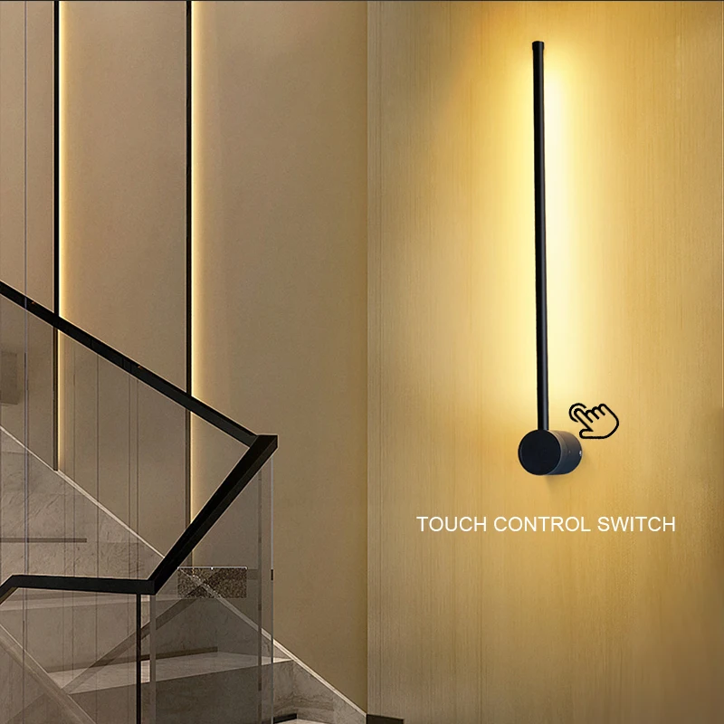 Led 벽 램프 350 ° 85v 265v 터치 스위치 긴 벽 조명, 침실 거실 소파 배경 침대 옆 벽 돌출 ...