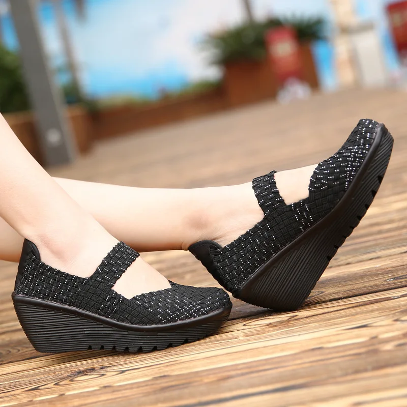 

Concise Autumn Woven Wedge Platform Shoes Women Fashion Solid Thick Bottom High Heels Comfort Women's Sandals Sapatos Femininos