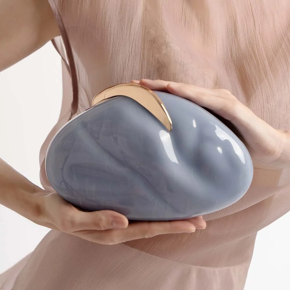 Brand Pearl Nude Acrylic Bead Chain Handle Box Clutches Shell Women Shoulder Purse Wedding Dress Evening Handbag Wallets