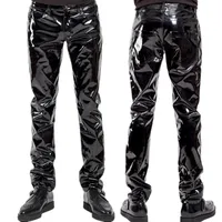 Shiny PVC Latex Trousers Men Motorcycle Black Mens Pants Fashion Faux Leather Riding Waterproof Motor Biker Male Street Pants