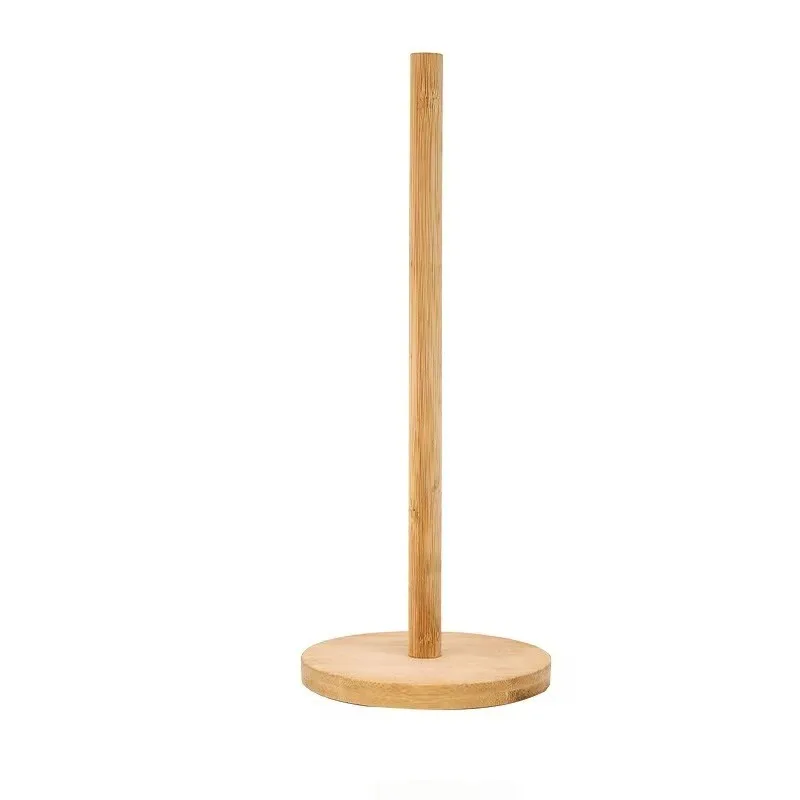 Kitchen Wooden Roll Paper Towel Holder Bathroom Tissue Vertical Stand Disposable Paper Pot Kitchen Toilet Storage Accessories 6