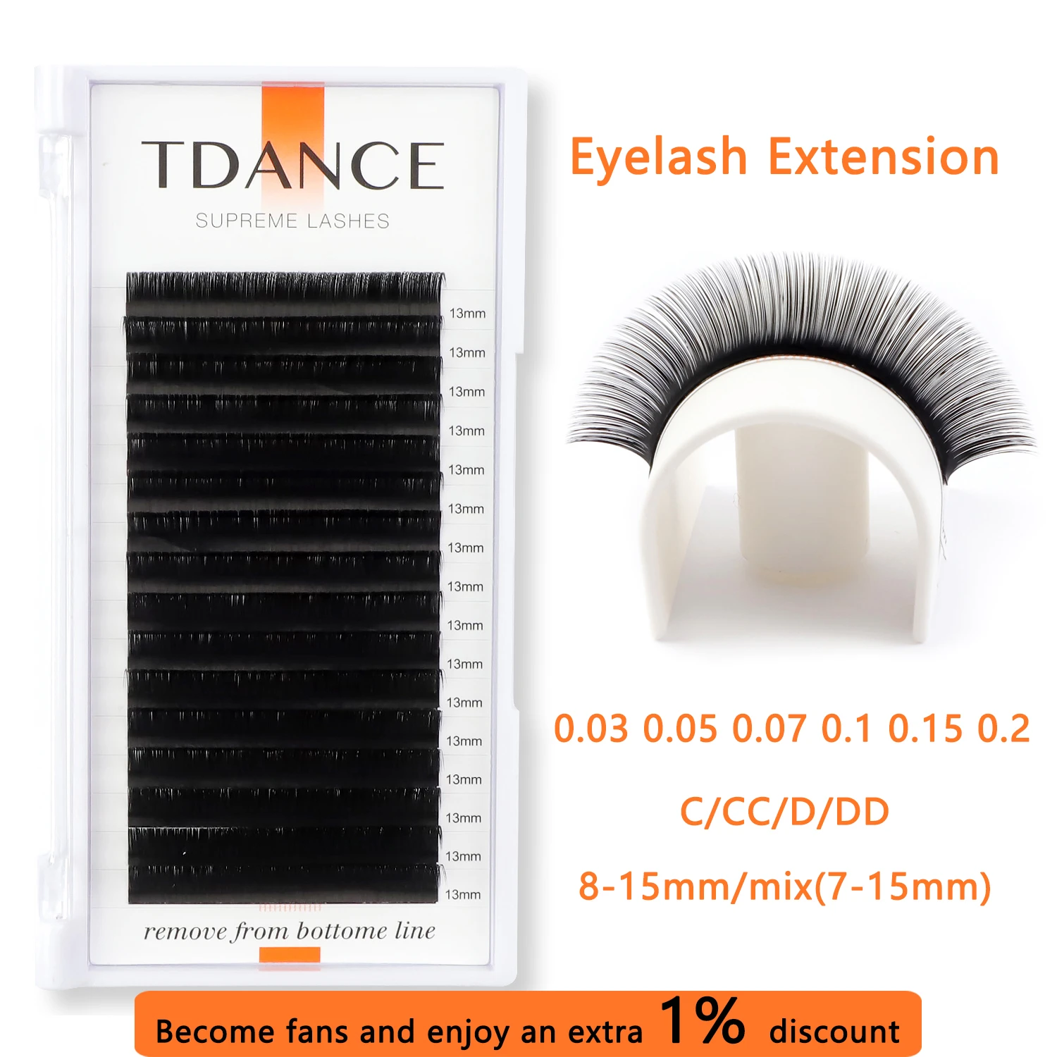 TDANCE Eyelash Extension 16Rows Korea PBT C/CC/D/DD Individual Supplies
