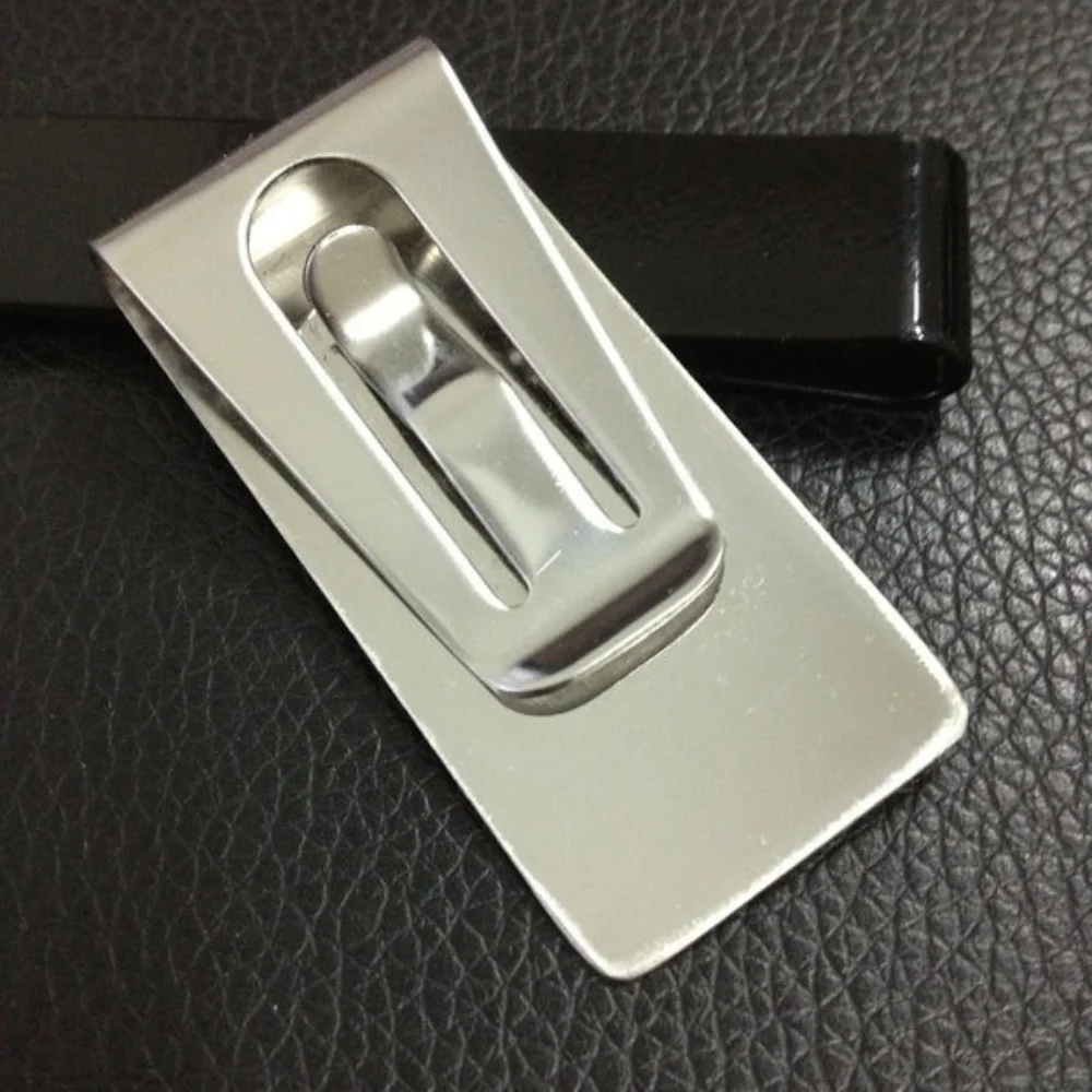Black Money Clip Mens Stainless Steel Silver Cash Holder Male Mini Purse Metal Bill Clamp Slim Pocket ID Credit Card Folder