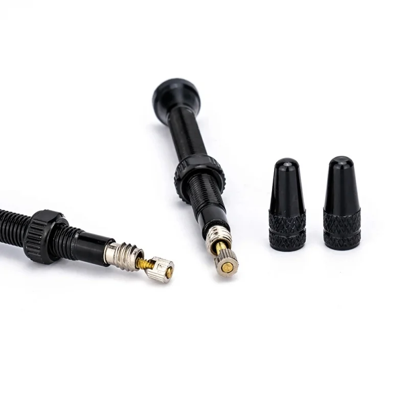Enhanced Bicycle Tubeless Valve Stems with Integrated Core - 2 Pack, 60mm