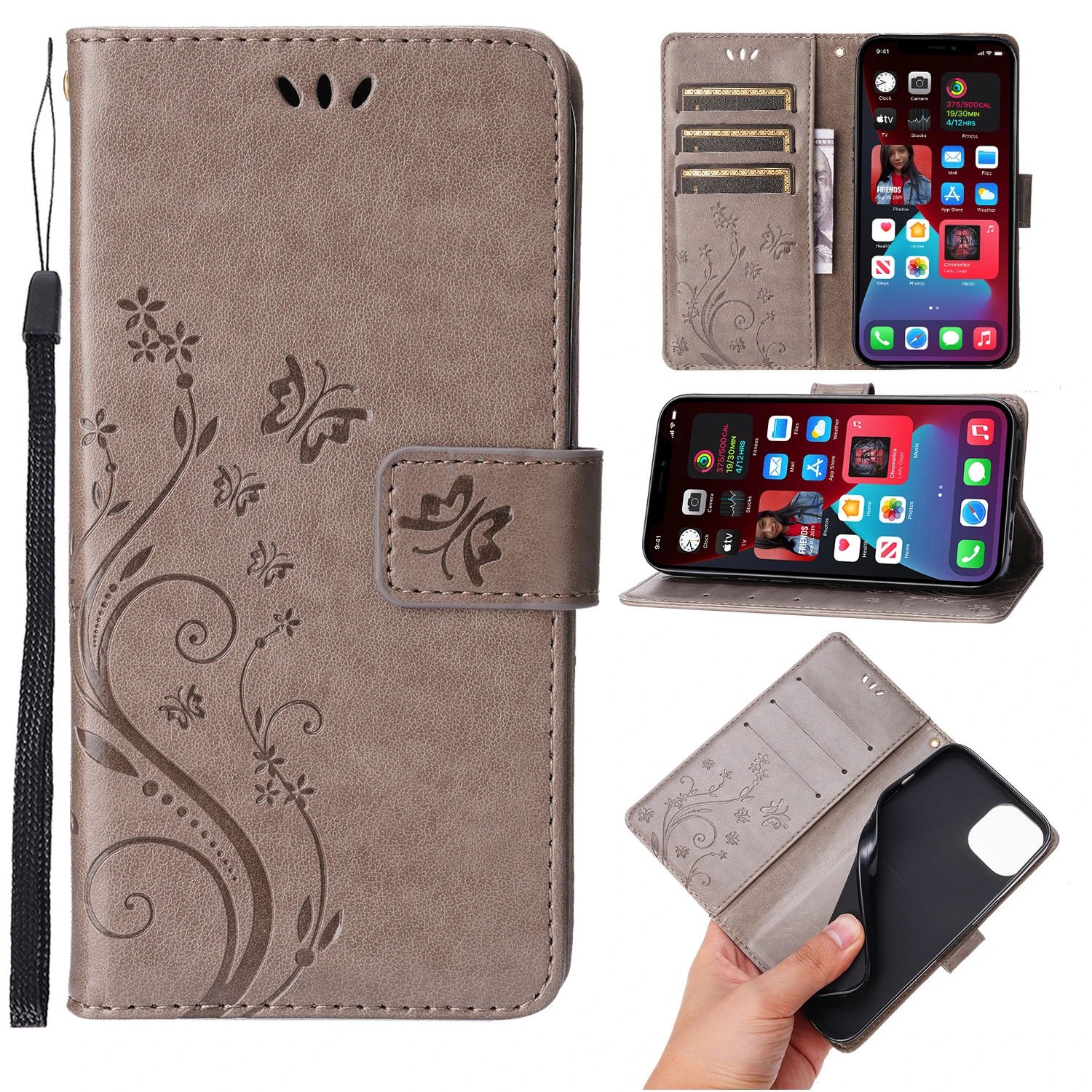 Small Butterfly Embossed PU Leather Phone Case