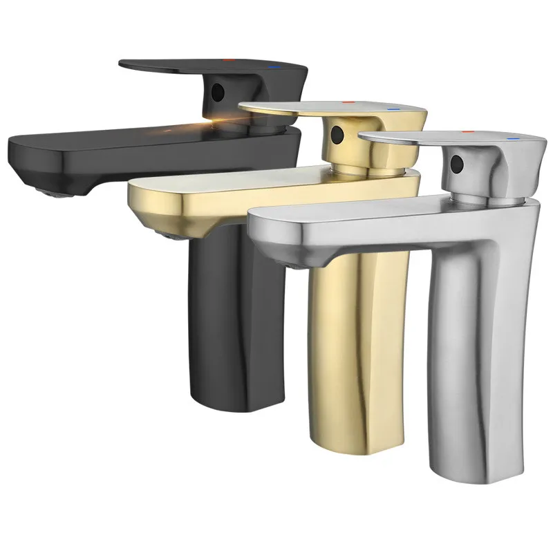 

Basin Sink Bathroom Faucet Deck Mounted Hot Cold Waterbasin Mixer Taps Stainless steel Lavatory Tap for Bathroom Accessories