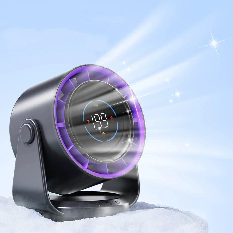 พัดลมตั้งโต๊ะแบบพกพาแบบชาร์จไฟได้พัดลมระบายความร้อนแบบดิจิตอลหลายความเร็วสําหรับใช้โฮมออฟฟิศในร่มกลางแจ้ง 1