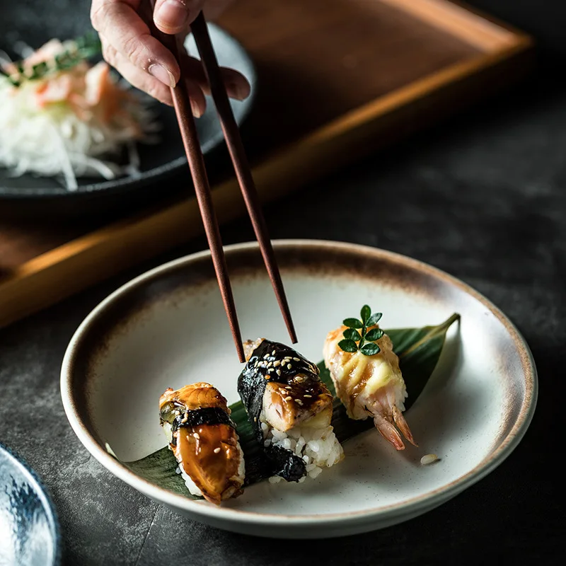 Japanese-Style Ceramic round Deep Plates Dinner Hotel Restaurant Italian Thick Soup Plate Salad Dish Rice Plate Tableware