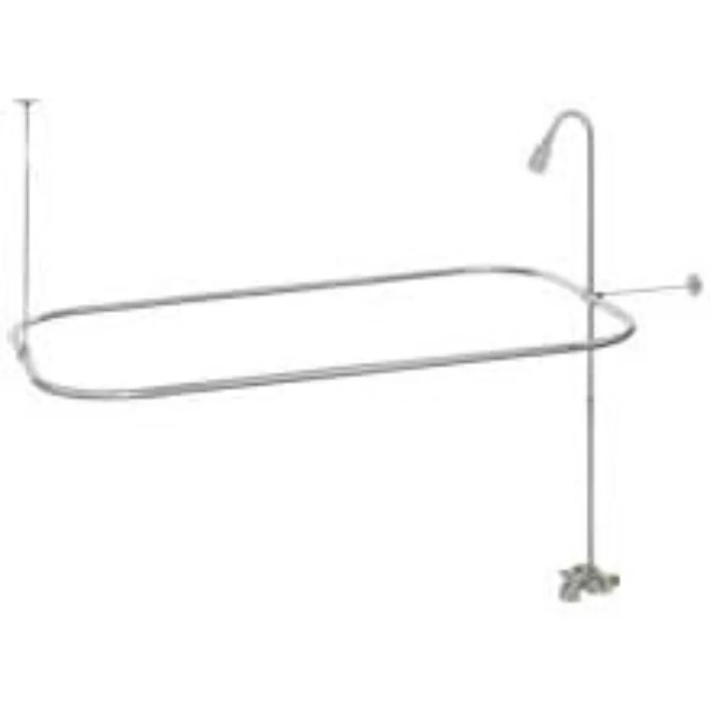 Clawfoot bath shower faucet and rectangular combination set - 3/8-8-inch chrome center diverter faucet - 3/4 "MIP connection 2