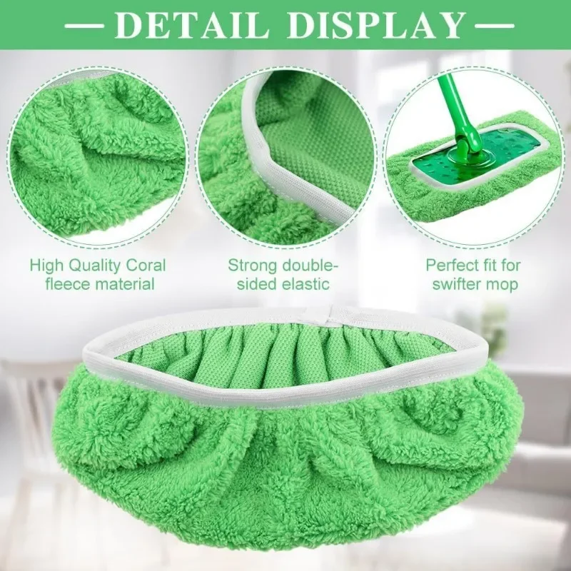 Reusable Microfiber Mop Pads Green Furniture Flooring Sweeper Wet & Dry Cleaning Cloths Mop Head Replacement Washable Rag Towel Cleaning Cloth Microfiber Towel Microfiber Wash Towel Microfiber Mop Pad Towel Cleaning Cloth Dish Cloth Floor Cleaning Sheet