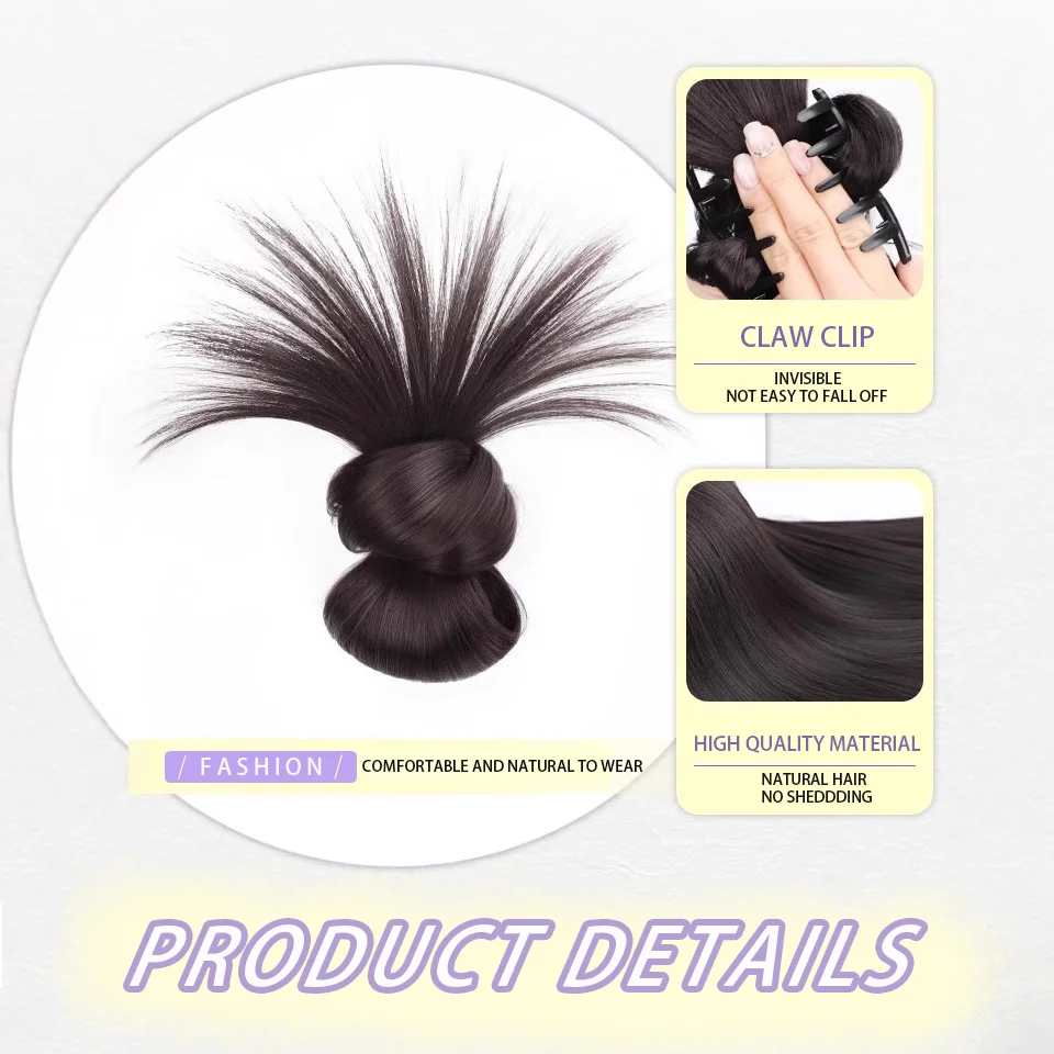 Claw Clip Chignon Short Ponytail Hair Extensions Synthetic Messy Bun Hair Piece for Wonen Straight Natural Fake Hairpieces