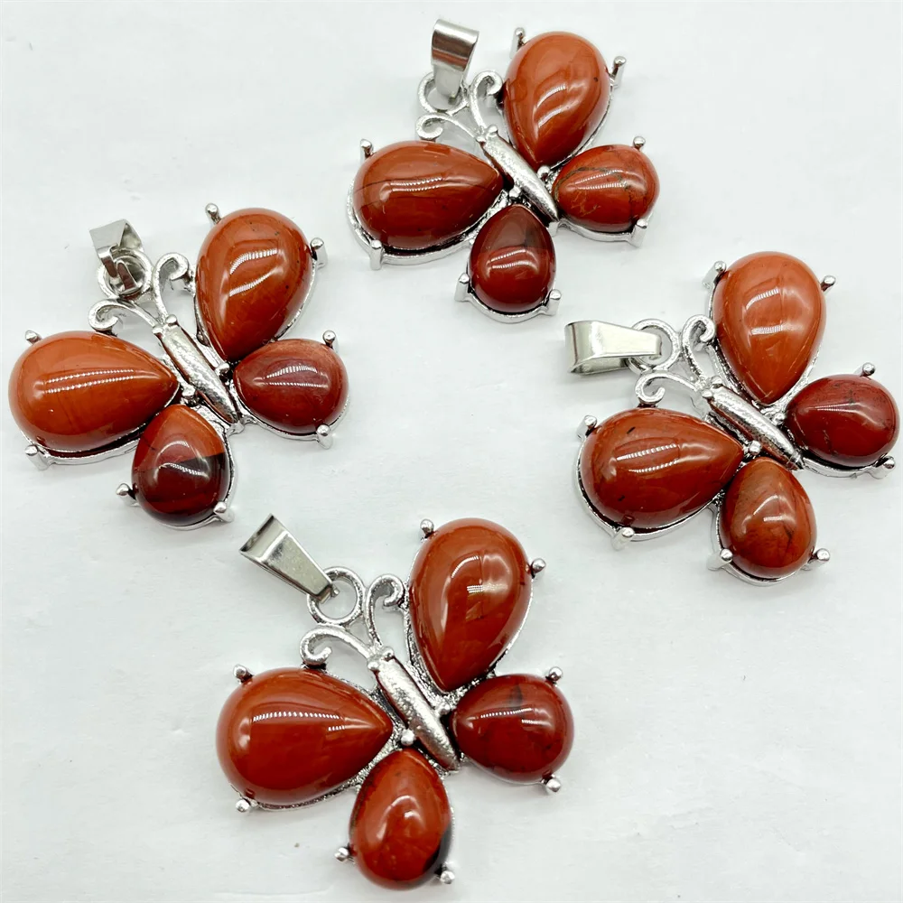 Natural Stone Quartz Crystal Amethysts Animal butterfly charm Pendant DIY Jewelry Making Necklace Accessories Women Gift 10pcs 6