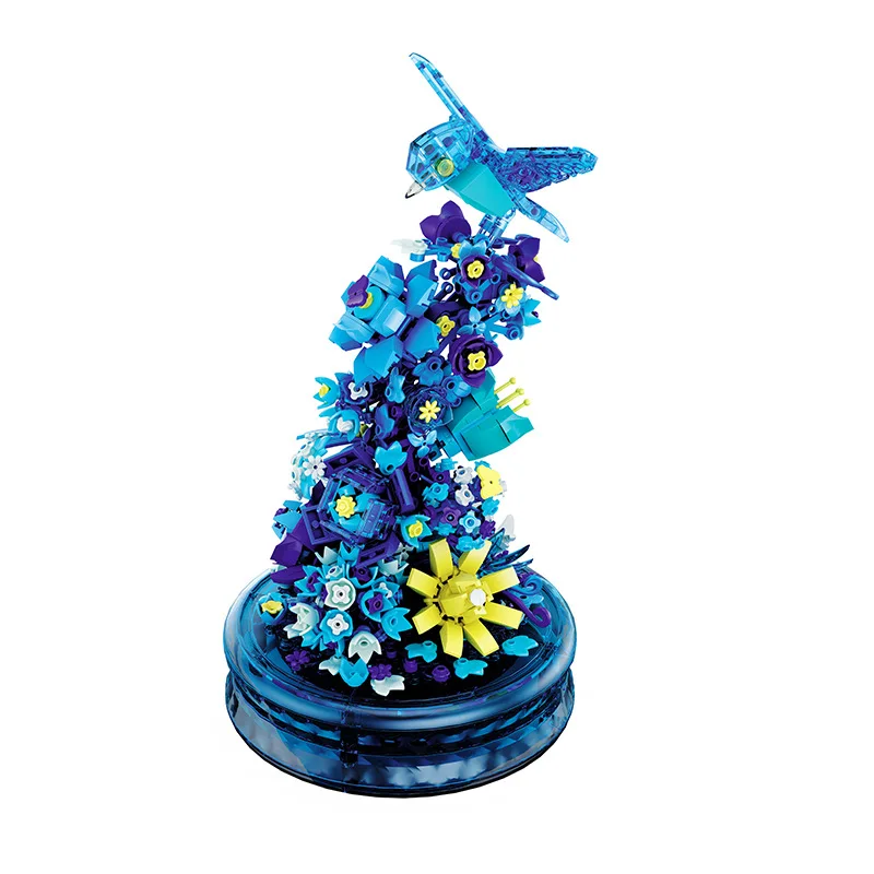 

Bird Flowers Waterfall Block Music Box with Light Building Brick Toy For Boys Girls Home Decor