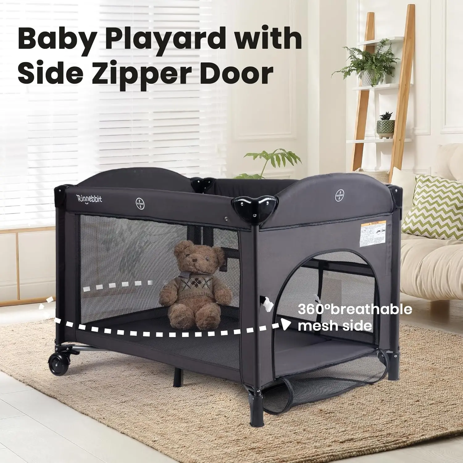 Baby Bassinets Bedside Sleeper, 4 in 1 Portable Bedside Crib w/Mattress, Diaper Changer, Storage Basket, Music Box, Carry Bag, F