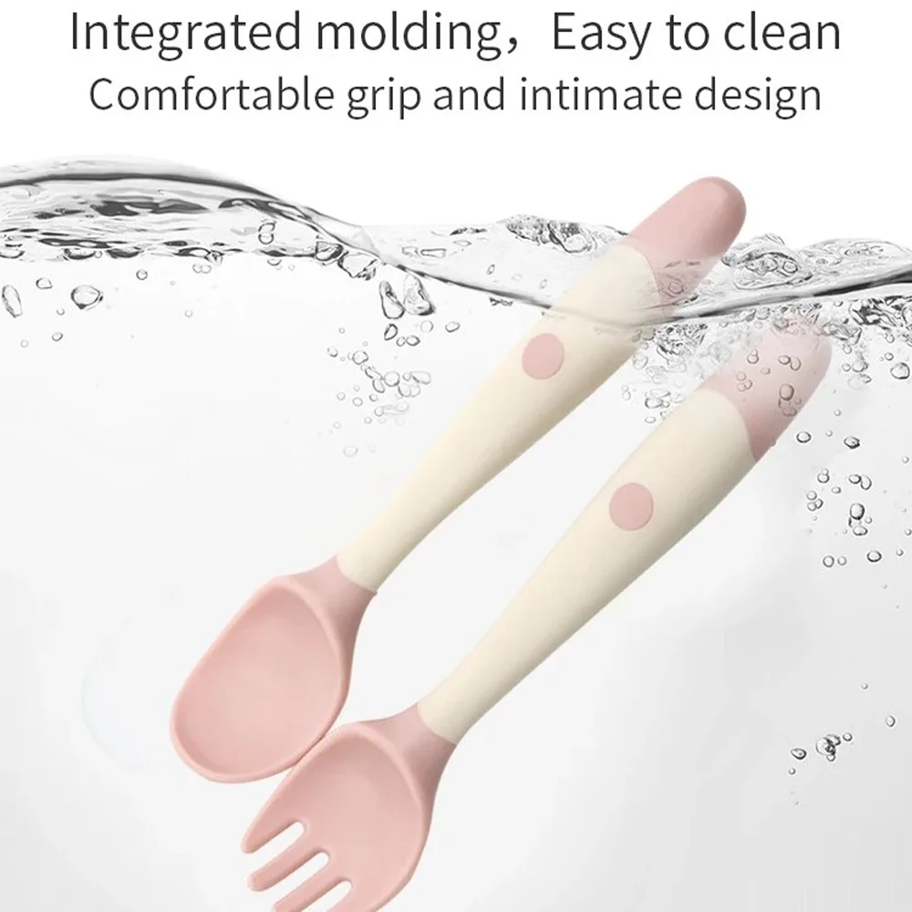 Silicone Cutlery Set Children's Fork and Spoon Meal Training 2pcs/set Soft Bendable