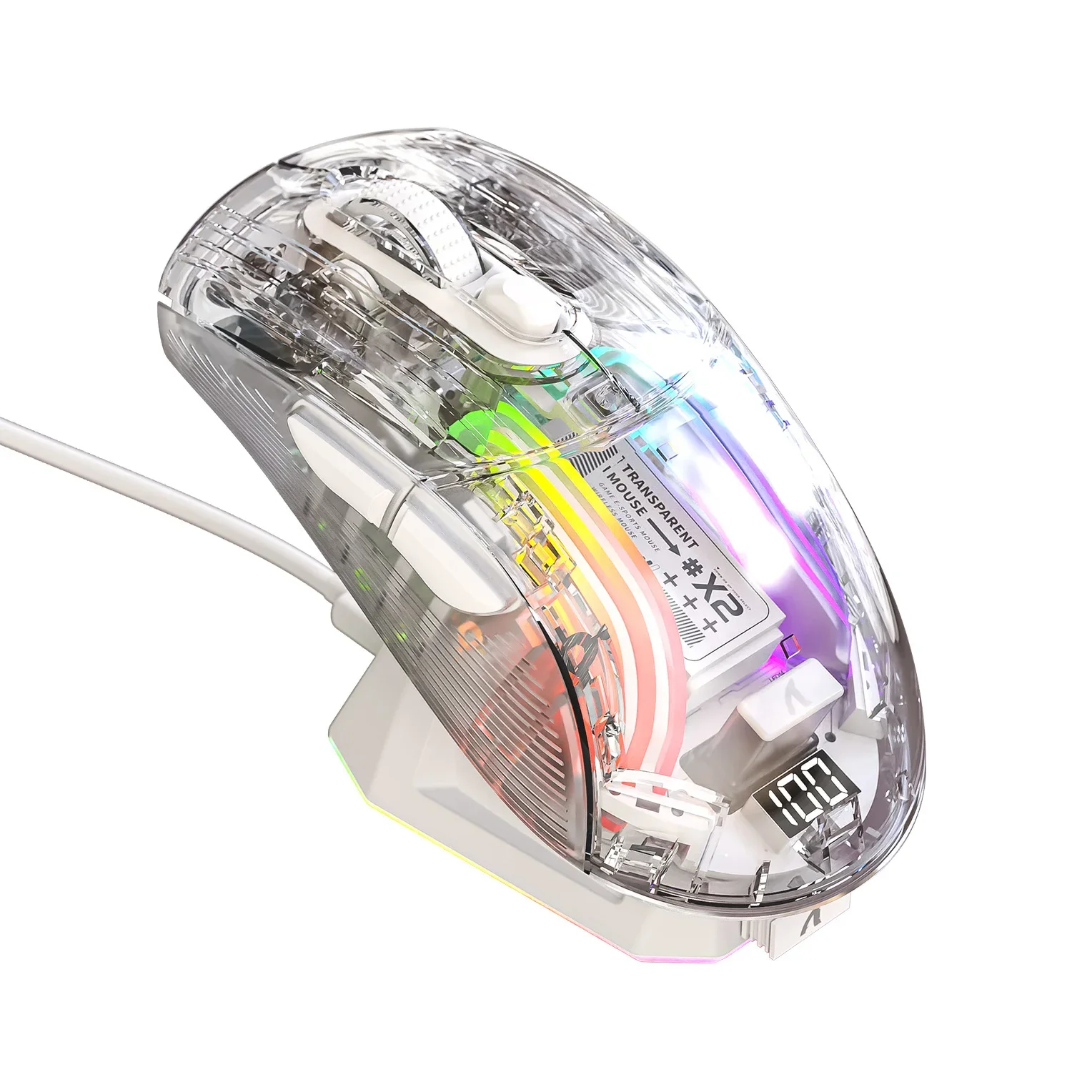 

Attack Shark X2pro Mouse With Screen 3Mode Usb/2.4g/Bluetooth Wireless Mouse RGB Backlit Lightweight Mice Transparent Mouse Gift