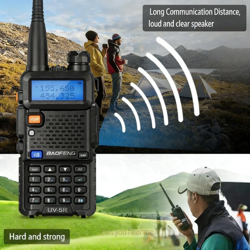 바오펑 장거리 무전기 UV-5R 충전식 양방향 무전기 핸즈프리 방수 야외 제조 식당용