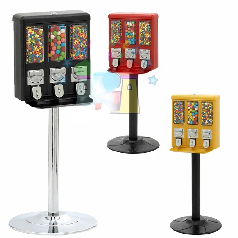 

Commercial party supplier selling general bubble gum candy triple candy vending machine with stand