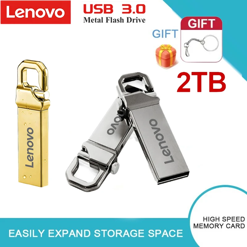 Lenovo 2Tb Usb Flash Drives Mini Metal Real Capacity Memory Stick Gold Pen Drive Regalo Aziendale Creativo Silver Storage U Disk