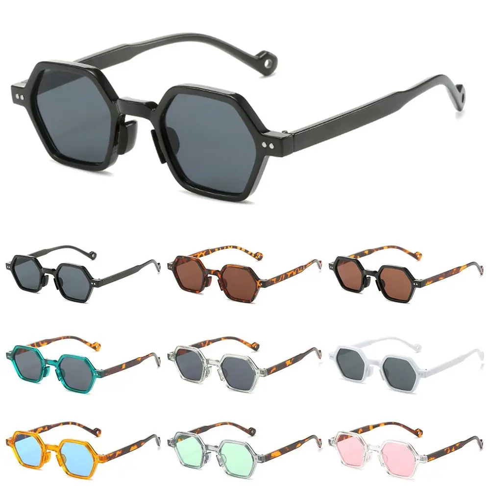 

Clear Ocean Lens Polygon Square Sunglasses Fashion Square UV400 Hexagon Shades Rivets Sun Glasses for Women & Men