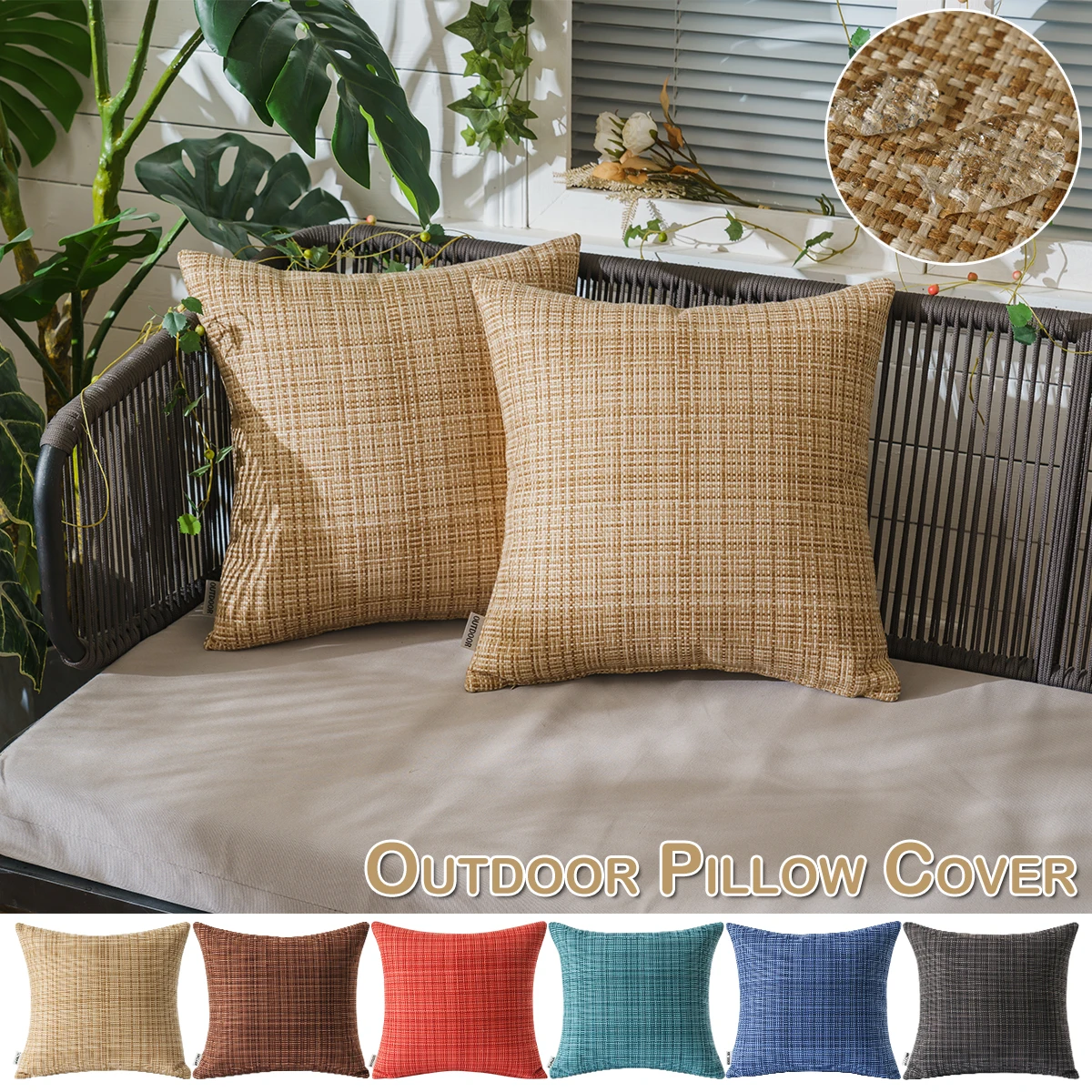 Funda de almohada para Patio, cubierta de cojín impermeable para sofá