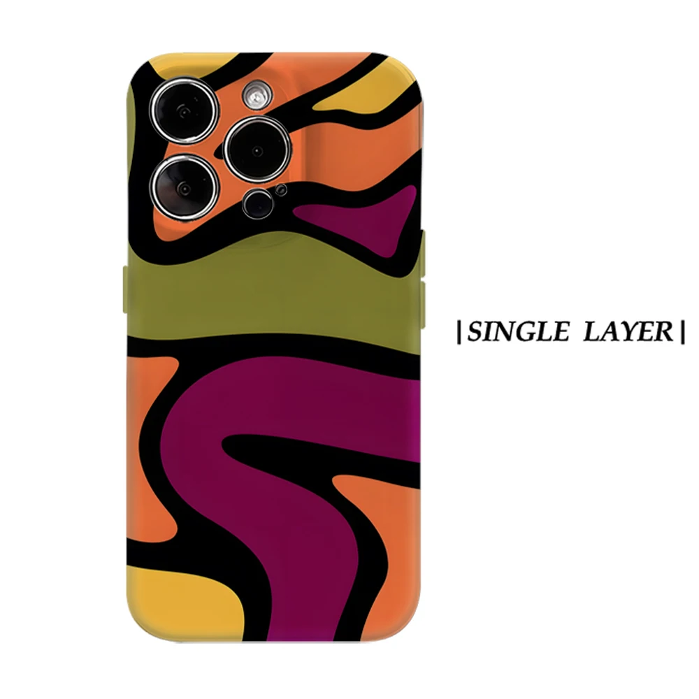 케이스게임 매트 범퍼 (맥세이프 호환) 아이폰 17 16 15 14 플러스 13 프로 맥스 충격 방지 하드 PC 멀티컬러 추상 소용돌이 무늬 커버