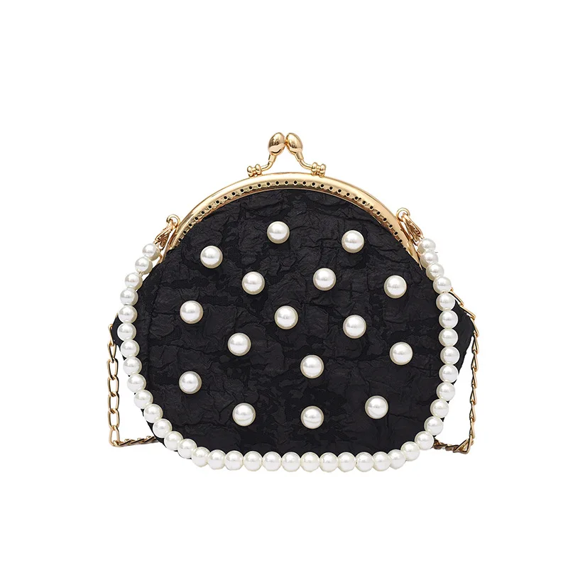 Pearl Chain Handbag New Small Clip Bag Chinese Style Women's Banquet Party Bag Shoulder Crossbody Bag