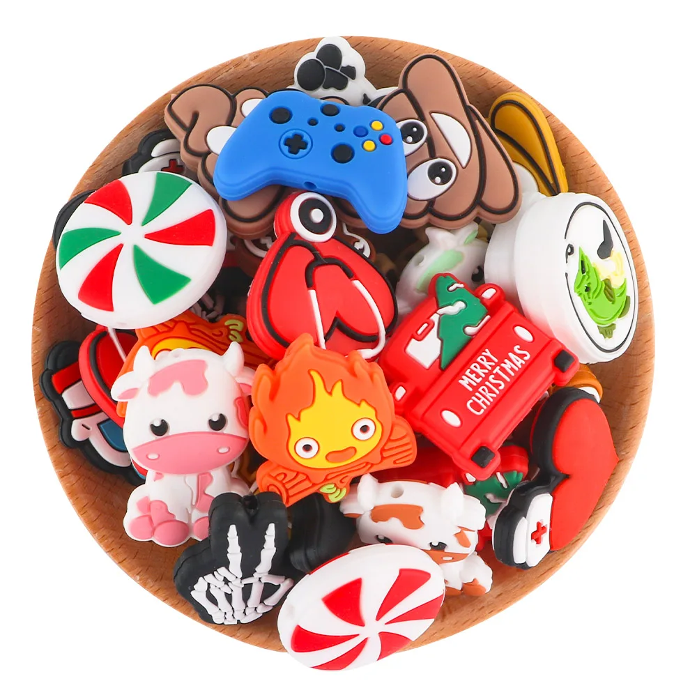 

Sunrony 10Pcs/Lot New Silicone Beads Baby Food Grade Funny Cartoon DIY Pacifier Chain Necklace Bracelets Jewelry Accessories