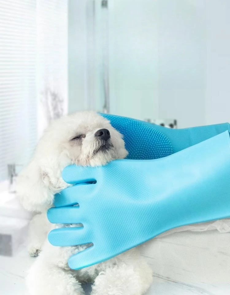 Pet Grooming Cleaning Gloves Dog Cat Bathing Shampoo Glove Scrubber Magic Dishwashing Cleanner Sponge Silicon Hair Washing Glove
