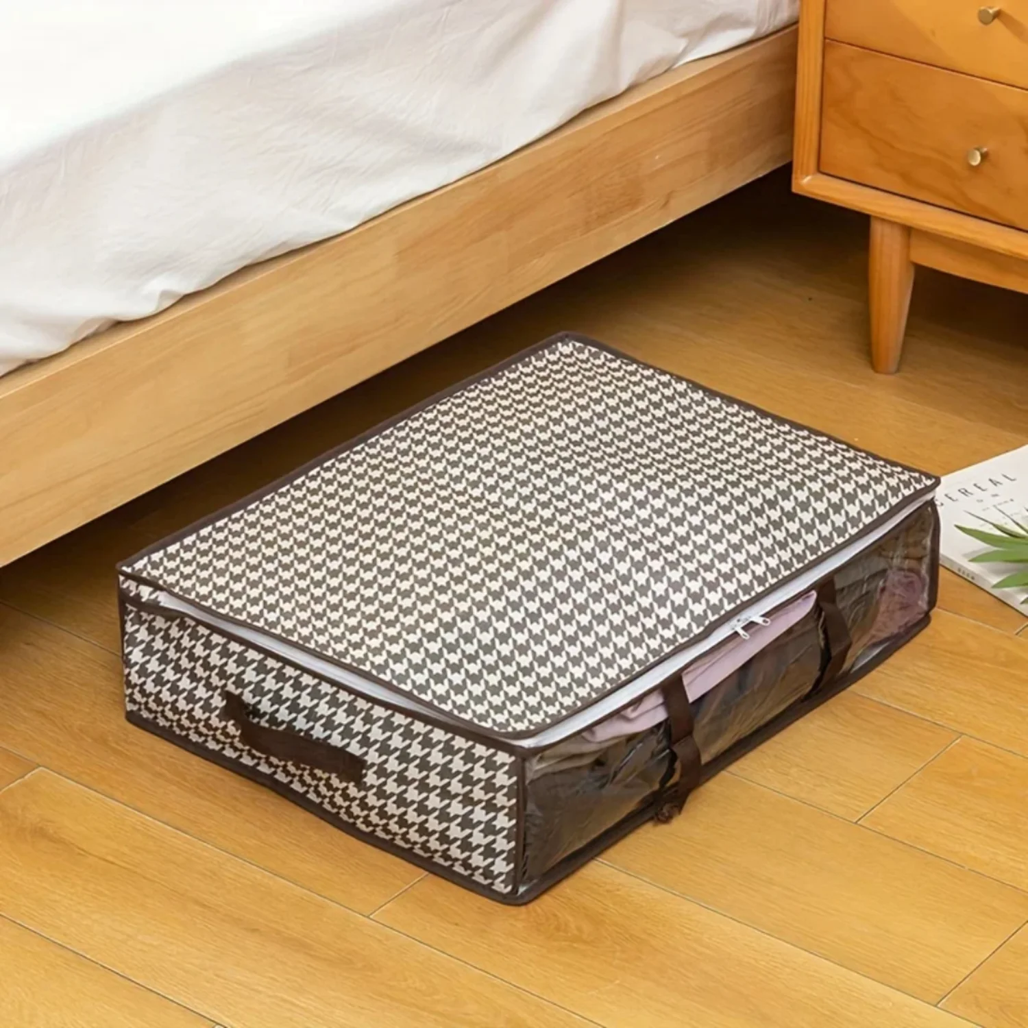 1pc Foldable Under Bed Container with Handles-Space Saving Organizer Comforters,, Clothing,Toys-40L Capacity