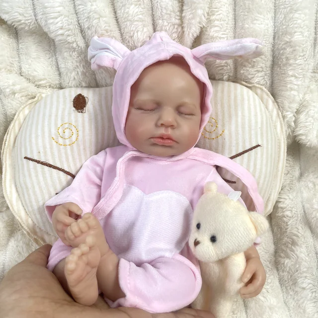 Mini 33CM LouLou Girl Full Solid Silicone Reborn Baby Doll Washable Body Finished Painted Silicone Body Birthday Christmas Gift 5