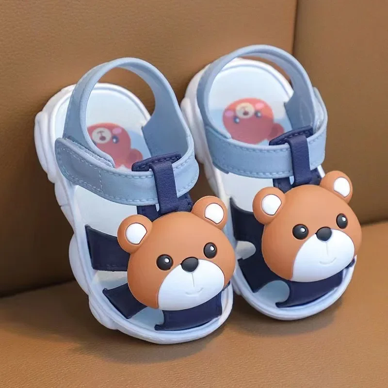 

Baby Summer 3D Rabbit Bear Boys Girl's Sandals Kids Cartoon PVC Non Slip Sandals Children Soft Bottom Hook Loop Kids Beach Shoes
