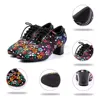 SWDZM Women Men Dance Shoes For Latin Modern Jazz Ballroom Dancing Shoes Salsa Practice Teacher Flower Rubber Shoe Cloth+PU 2