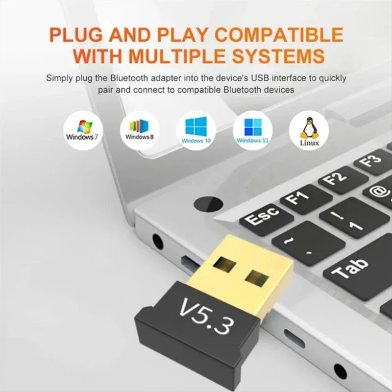 Bluetooth 5.3 USB Adapter Wireless Bluetooth 5.1 Dongle Adapter for PC Laptop Wireless Speaker Audio Receiver USB Transmitter wifi adapter usb to hdmi adapter usb hub usb card reader usb extension cable bluetooth usb adapter