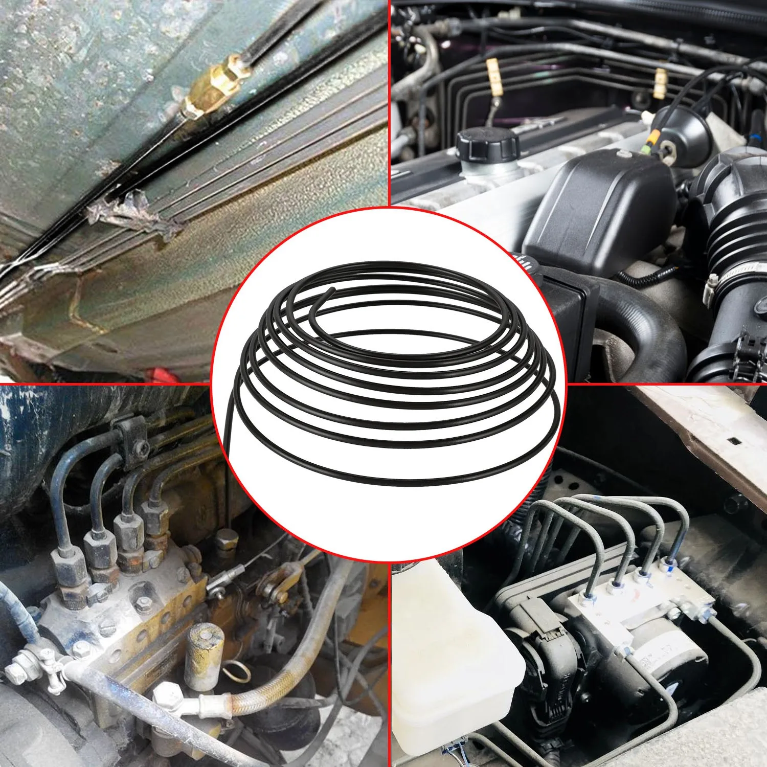 Set Brake Line Kits 5m 3/16" 4.75mm Steel Plated PVF Brake Pipe Hose Line Piping Tube Tubing Anti-rust Replacement Parts