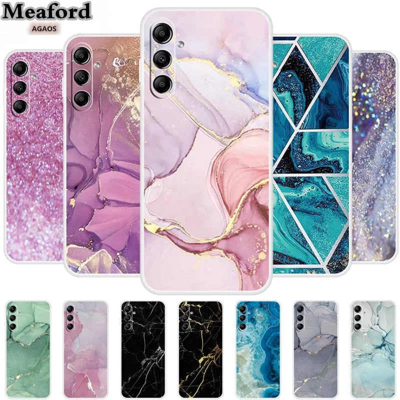 

For Samsung Galaxy A14 A34 A54 5G Case Marble Soft Silicone TPU Phone Back Cover Coque for Samsung A54 A34 A14 4G Cartoon Fundas