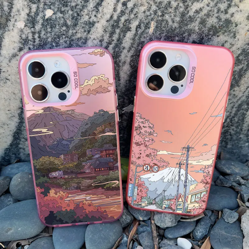 Japan Series Aesthetic Landscape Phone Case - Scenery Back Cover with Laser Design
